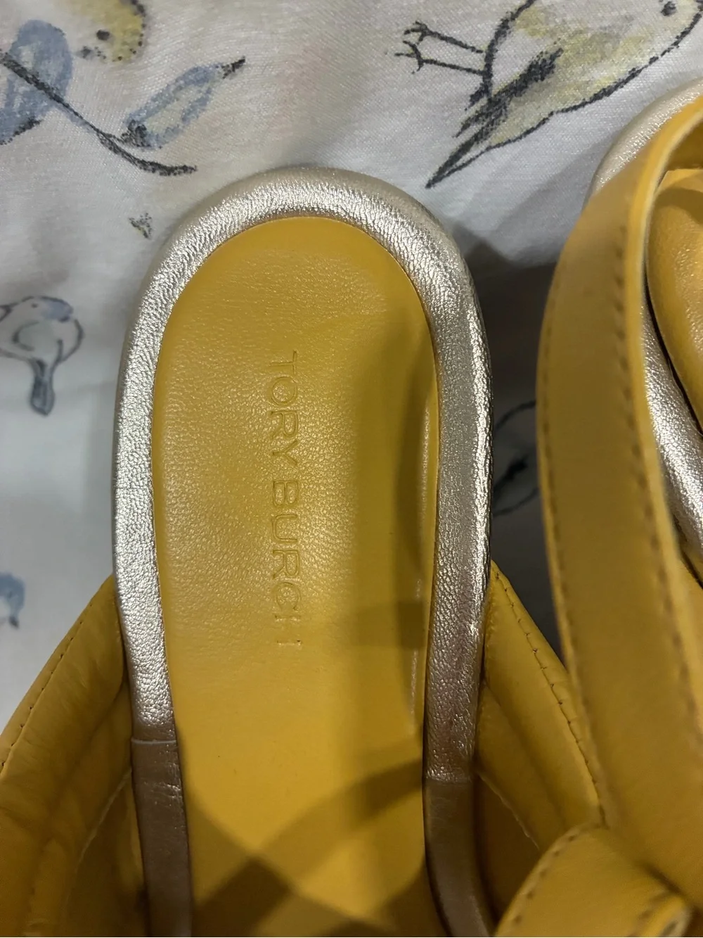 Tory Burch Yellow and Silver Padded Toe-Post Sandals